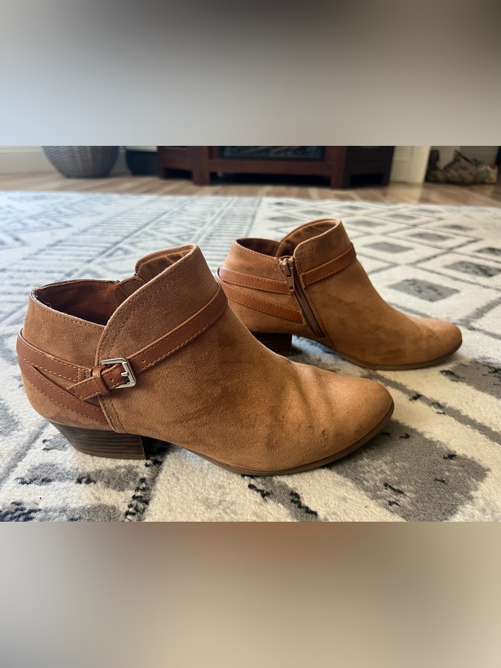 Old Navy Suede Ankle Booties in Tan